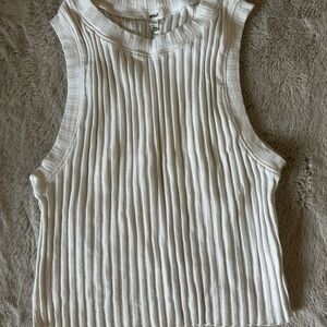 Aerie Ribbed Sleeveless Tank Top - White